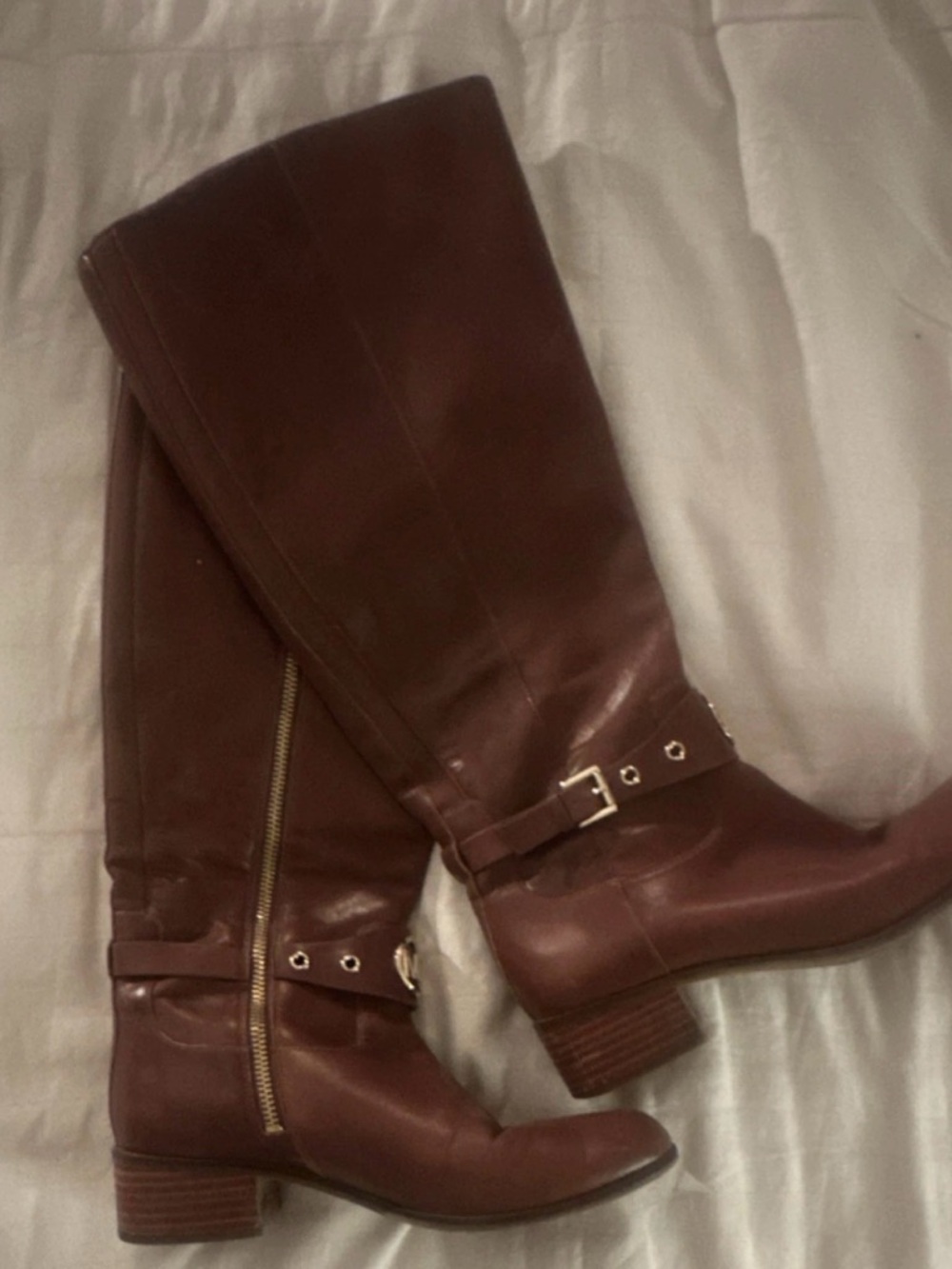 Michael Kors Brown Leather Knee-High Riding Boots